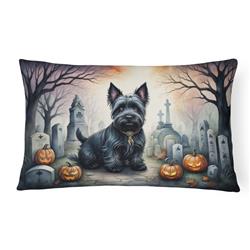 16 x 12 in. Unisex Scottish Terrier Spooky Halloween Fabric Decorative Pillow