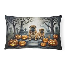 16 x 12 in. Unisex Shar Pei Spooky Halloween Fabric Decorative Pillow