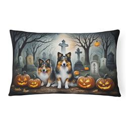 16 x 12 in. Unisex Sheltie Spooky Halloween Fabric Decorative Pillow