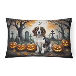 16 x 12 in. Unisex Welsh Springer Spaniel Spooky Halloween Fabric Decorative Pillow