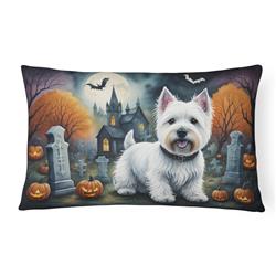 16 x 12 in. Unisex Westie Spooky Halloween Fabric Decorative Pillow