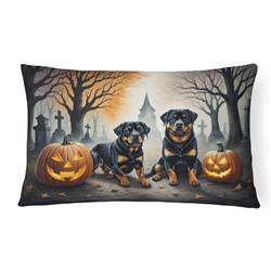 16 x 12 in. Unisex Rottweiler Spooky Halloween Fabric Decorative Pillow