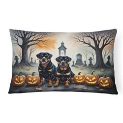 16 x 12 in. Unisex Rottweiler Spooky Halloween Fabric Decorative Pillow