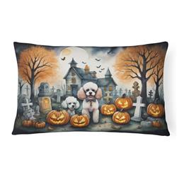16 x 12 in. Unisex Poodle Spooky Halloween Fabric Decorative Pillow