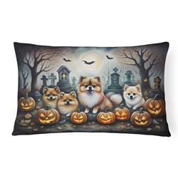 16 x 12 in. Unisex Pomeranian Spooky Halloween Fabric Decorative Pillow
