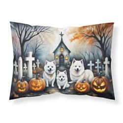 DAC2008PILLOWCASE 20.5 x 30 in. Unisex American Eskimo Spooky Halloween Fabric Standard Pillowcase