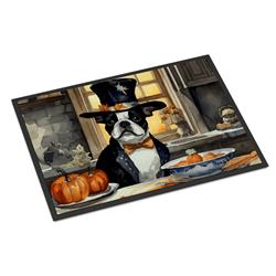 DAC1747JMAT 24 x 36 in. Unisex Boston Terrier Fall Kitchen Pumpkins Indoor or Outdoor Mat