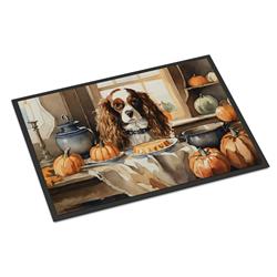 DAC1760JMAT 24 x 36 in. Unisex Cavalier Spaniel Fall Kitchen Pumpkins Indoor or Outdoor Mat