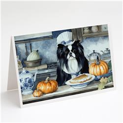 DAC1783GCA7P 5 x 7 in. Japanese Chin Fall Kitchen Pumpkins Greeting Cards & Envelopes - Pack of 8