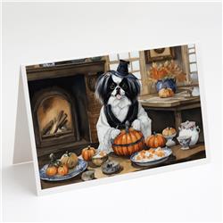 DAC1784GCA7P 5 x 7 in. Japanese Chin Fall Kitchen Pumpkins Greeting Cards & Envelopes - Pack of 8