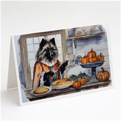 DAC1785GCA7P 5 x 7 in. Keeshond Fall Kitchen Pumpkins Greeting Cards & Envelopes - Pack of 8