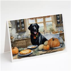 DAC1786GCA7P 5 x 7 in. Black Lab Fall Kitchen Pumpkins Greeting Cards & Envelopes - Pack of 8