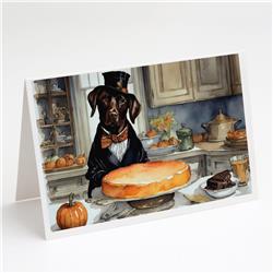DAC1790GCA7P 5 x 7 in. Chocolate Lab Fall Kitchen Pumpkins Greeting Cards & Envelopes - Pack of 8