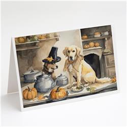 DAC1792GCA7P 5 x 7 in. Yellow Lab Fall Kitchen Pumpkins Greeting Cards & Envelopes - Pack of 8