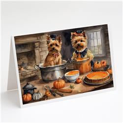 5 x 7 in. Unisex Norwich Terrier Fall Kitchen Pumpkins Greeting Cards & Envelopes - Pack of 8