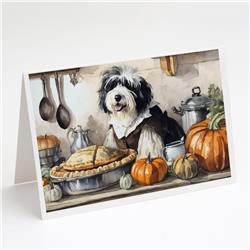 DAC1797GCA7P 5 x 7 in. Old English Sheepdog Fall Kitchen Pumpkins Greeting Cards & Envelopes - Pack of 8
