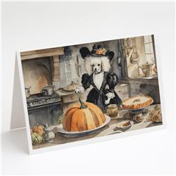 DAC1802GCA7P 5 x 7 in. Poodle Fall Kitchen Pumpkins Greeting Cards & Envelopes - Pack of 8