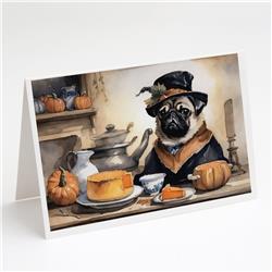 DAC1803GCA7P 5 x 7 in. Pug Fall Kitchen Pumpkins Greeting Cards & Envelopes - Pack of 8