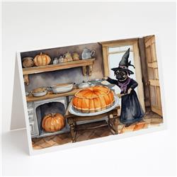 DAC1804GCA7P 5 x 7 in. Pug Fall Kitchen Pumpkins Greeting Cards & Envelopes - Pack of 8