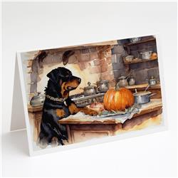 DAC1805GCA7P 5 x 7 in. Rottweiler Fall Kitchen Pumpkins Greeting Cards & Envelopes - Pack of 8