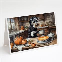 DAC1808GCA7P 5 x 7 in. Schnauzer Fall Kitchen Pumpkins Greeting Cards & Envelopes - Pack of 8