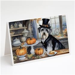 DAC1809GCA7P 5 x 7 in. Schnauzer Fall Kitchen Pumpkins Greeting Cards & Envelopes - Pack of 8