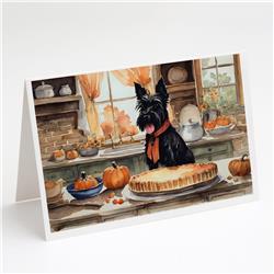5 x 7 in. Unisex Scottish Terrier Fall Kitchen Pumpkins Greeting Cards & Envelopes - Pack of 8