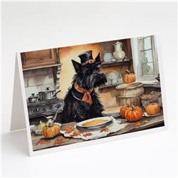 5 x 7 in. Unisex Scottish Terrier Fall Kitchen Pumpkins Greeting Cards & Envelopes - Pack of 8