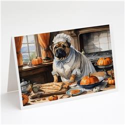 5 x 7 in. Unisex Shar Pei Fall Kitchen Pumpkins Greeting Cards & Envelopes - Pack of 8