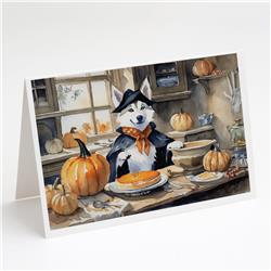 5 x 7 in. Unisex Siberian Husky Fall Kitchen Pumpkins Greeting Cards & Envelopes - Pack of 8