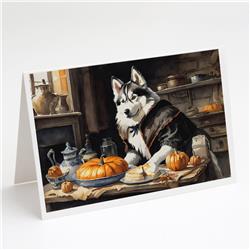 5 x 7 in. Unisex Siberian Husky Fall Kitchen Pumpkins Greeting Cards & Envelopes - Pack of 8