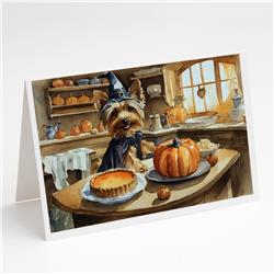 DAC1818GCA7P 5 x 7 in. Silky Terrier Fall Kitchen Pumpkins Greeting Cards & Envelopes - Pack of 8