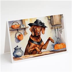 DAC1821GCA7P 5 x 7 in. Vizsla Fall Kitchen Pumpkins Greeting Cards & Envelopes - Pack of 8