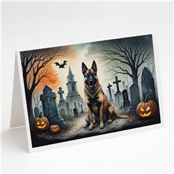 DAC2013GCA7P 5 x 7 in. Belgian Malinois Spooky Halloween Greeting Cards & Envelopes - Pack of 8