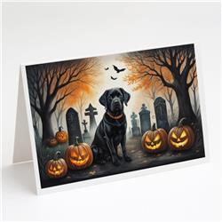 DAC2015GCA7P 5 x 7 in. Black Labrador Retriever Spooky Halloween Greeting Cards & Envelopes - Pack of 8