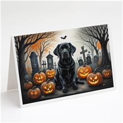 DAC2016GCA7P 5 x 7 in. Black Labrador Retriever Spooky Halloween Greeting Cards & Envelopes - Pack of 8