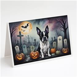 DAC2020GCA7P 5 x 7 in. Boston Terrier Spooky Halloween Greeting Cards & Envelopes - Pack of 8