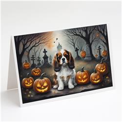 5 x 7 in. Unisex Cavalier Spaniel Spooky Halloween Greeting Cards & Envelopes - Pack of 8