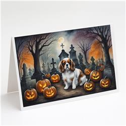 5 x 7 in. Unisex Cavalier Spaniel Spooky Halloween Greeting Cards & Envelopes - Pack of 8