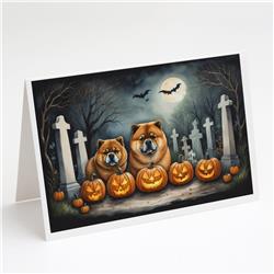 DAC2034GCA7P 5 x 7 in. Chow Chow Spooky Halloween Greeting Cards & Envelopes - Pack of 8