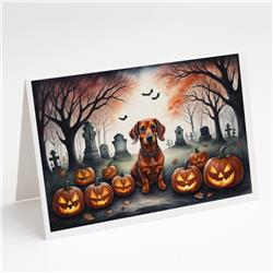 DAC2035GCA7P 5 x 7 in. Dachshund Spooky Halloween Greeting Cards & Envelopes - Pack of 8
