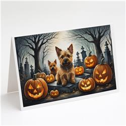 5 x 7 in. Unisex Norwich Terrier Spooky Halloween Greeting Cards & Envelopes - Pack of 8