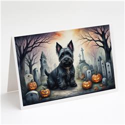 5 x 7 in. Unisex Scottish Terrier Spooky Halloween Greeting Cards & Envelopes - Pack of 8