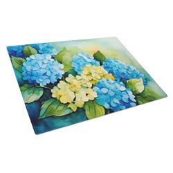 DAC1578LCB 15 x 12 in. Hydrangeas in Watercolor Glass Cutting Board - Large