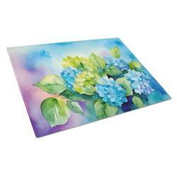 DAC1579LCB 15 x 12 in. Hydrangeas in Watercolor Glass Cutting Board - Large
