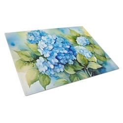 DAC1580LCB 15 x 12 in. Hydrangeas in Watercolor Glass Cutting Board - Large