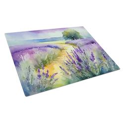 15 x 12 in. Unisex Lavender in Watercolor Glass Cutting Board - Large