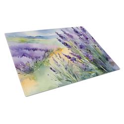 15 x 12 in. Unisex Lavender in Watercolor Glass Cutting Board - Large
