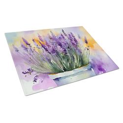 15 x 12 in. Unisex Lavender in Watercolor Glass Cutting Board - Large