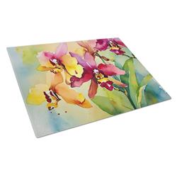 DAC1591LCB 15 x 12 in. Orchids in Watercolor Glass Cutting Board - Large